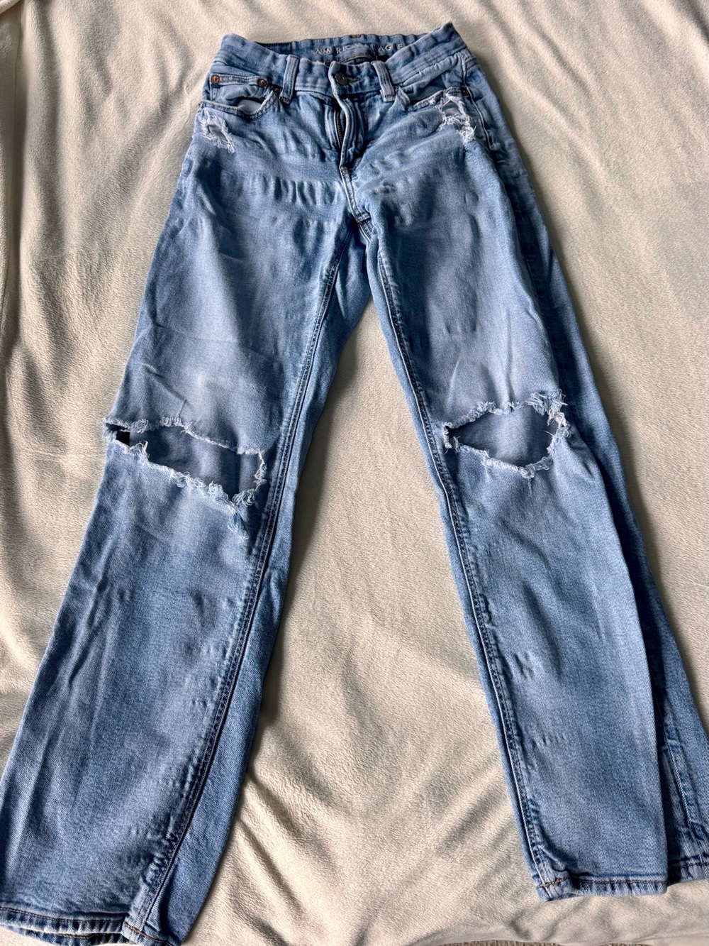 American Eagle distressed curvy straight leg